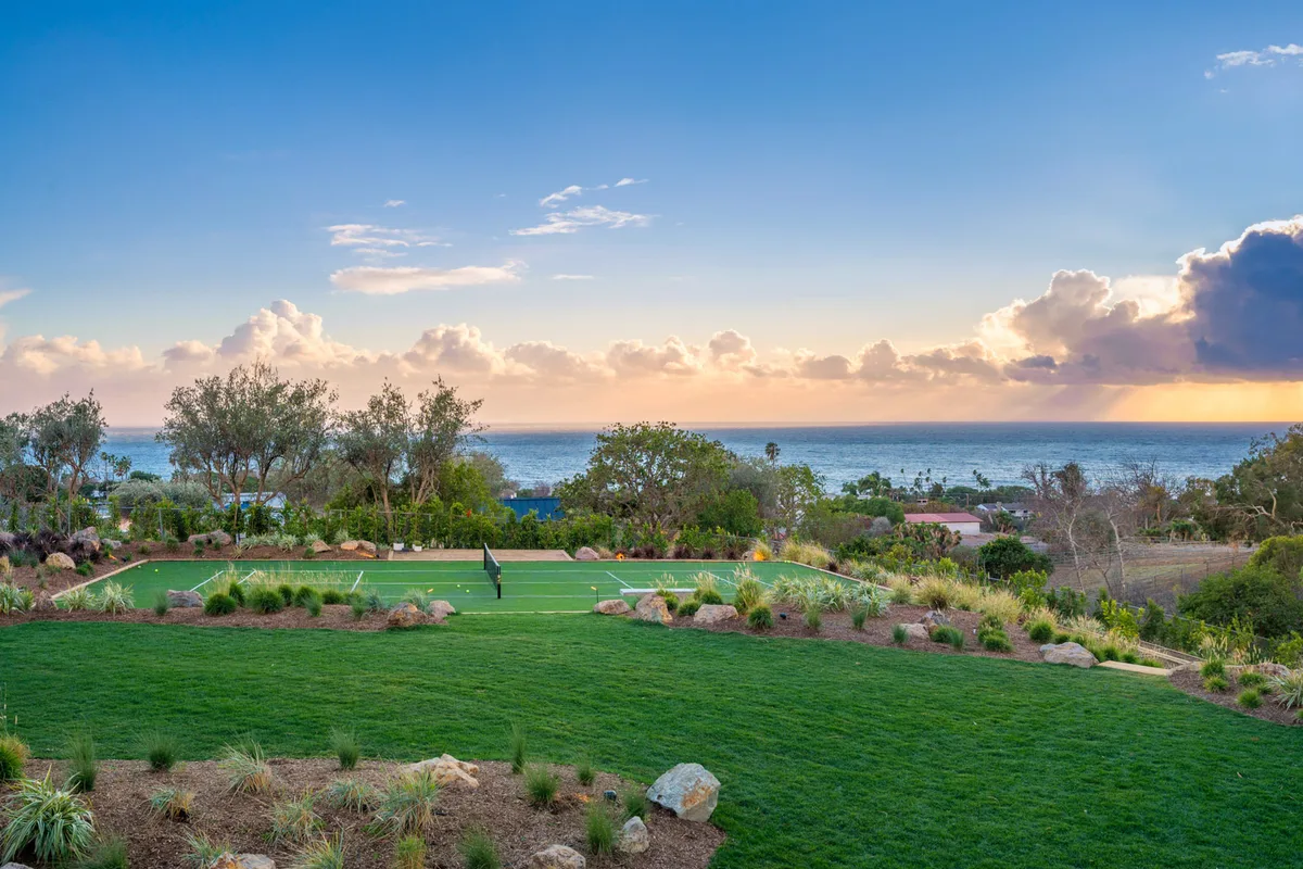 The garden at 5901 Filaree Heights, Malibu, running to the ocean.